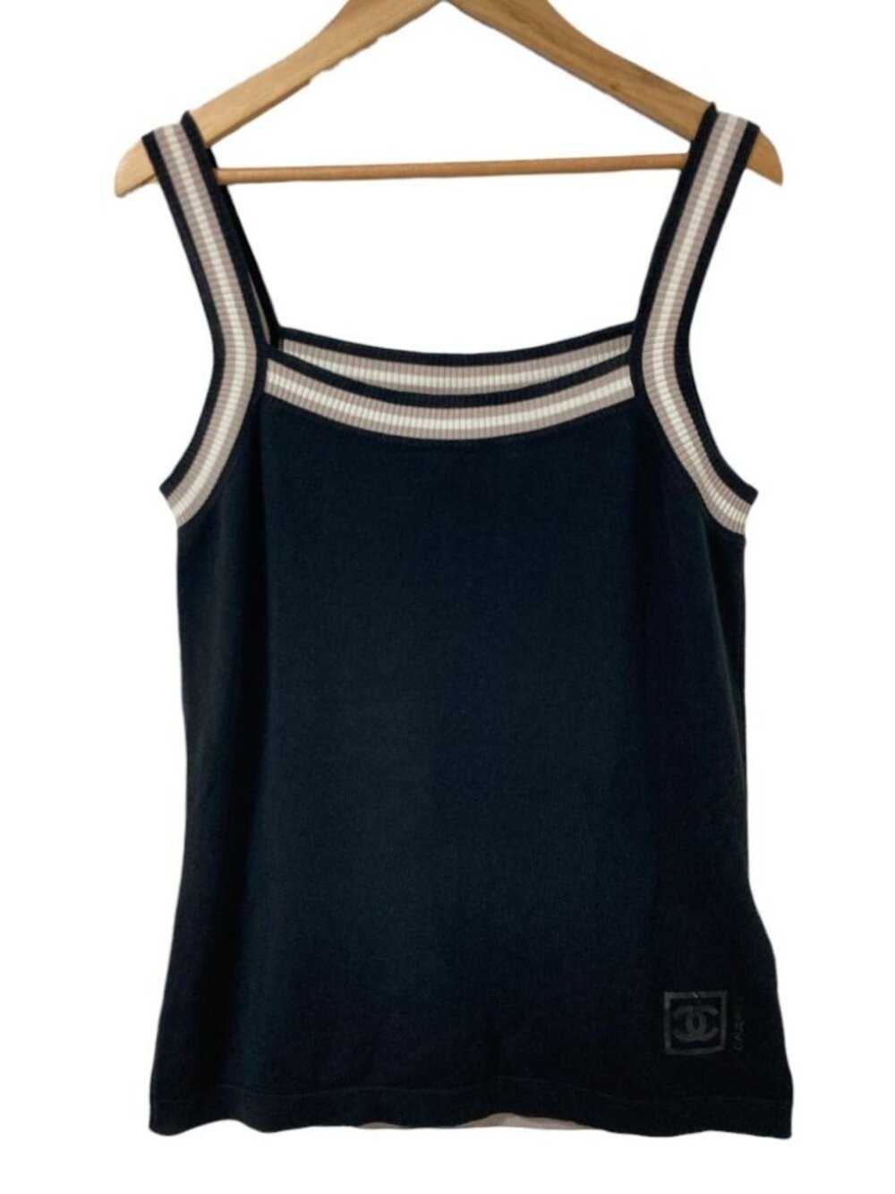 Chanel Sports Line CC Logo Knit Sweater 38 Black